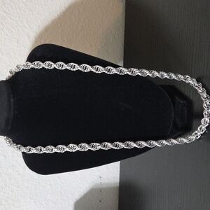 Vintage Monet Silver Tone Chunky Rope Chain Necklace 25 Inches High Shine unique